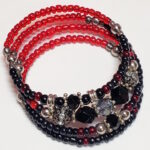 Four band bracelet - Black Silver Red and Black