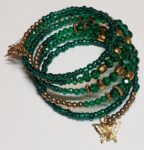 Six band bracelet - Green with a Touch of Gold