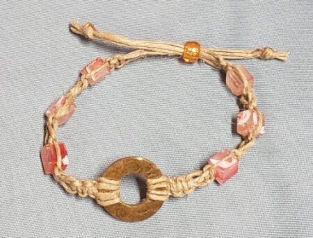 orange swirls - lg texture ring w/ swirled cube beads