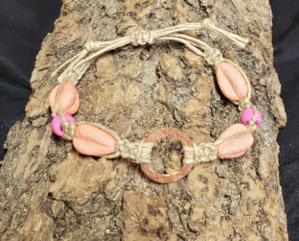 copper pink peach macrame slider