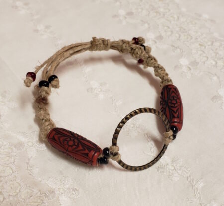 macrame slide red texture tube w/ring