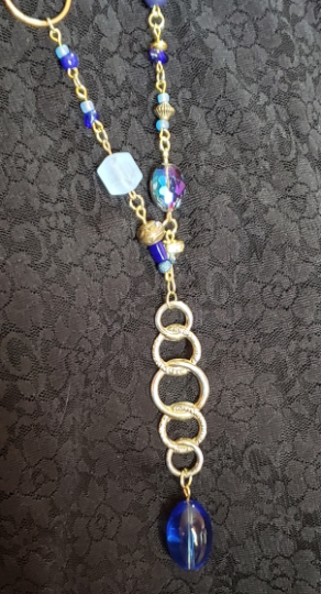 boho navy gold rings necklace