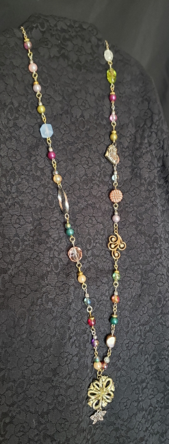charming color - boho turquoise silver brooch  & charms