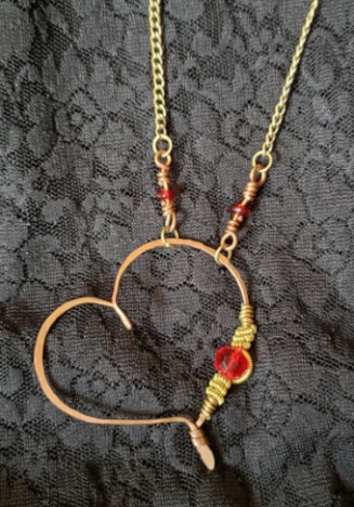 copper heart w/ gold chain