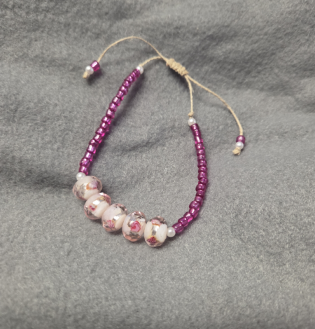 Macrame Bracelet Floral Magenta