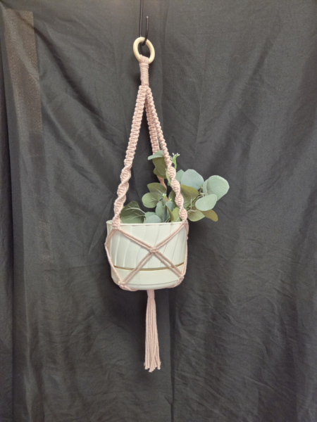 Pearl Square Knot w Spiral Cord Plant Hanger