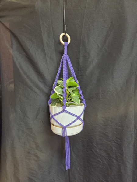 Purple Square Knot w Spiral Cord Plant Hanger