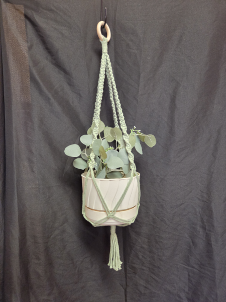 Mint Square Knot w Spiral Cord Plant Hanger