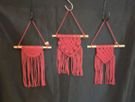 Maroon - “Mini boho wall hanging” - set of 3